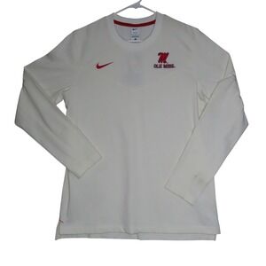 Nike Ole Miss Rebels On-Field Dri-FIT Long Sleeve Shirt Mens XL Cream White Red